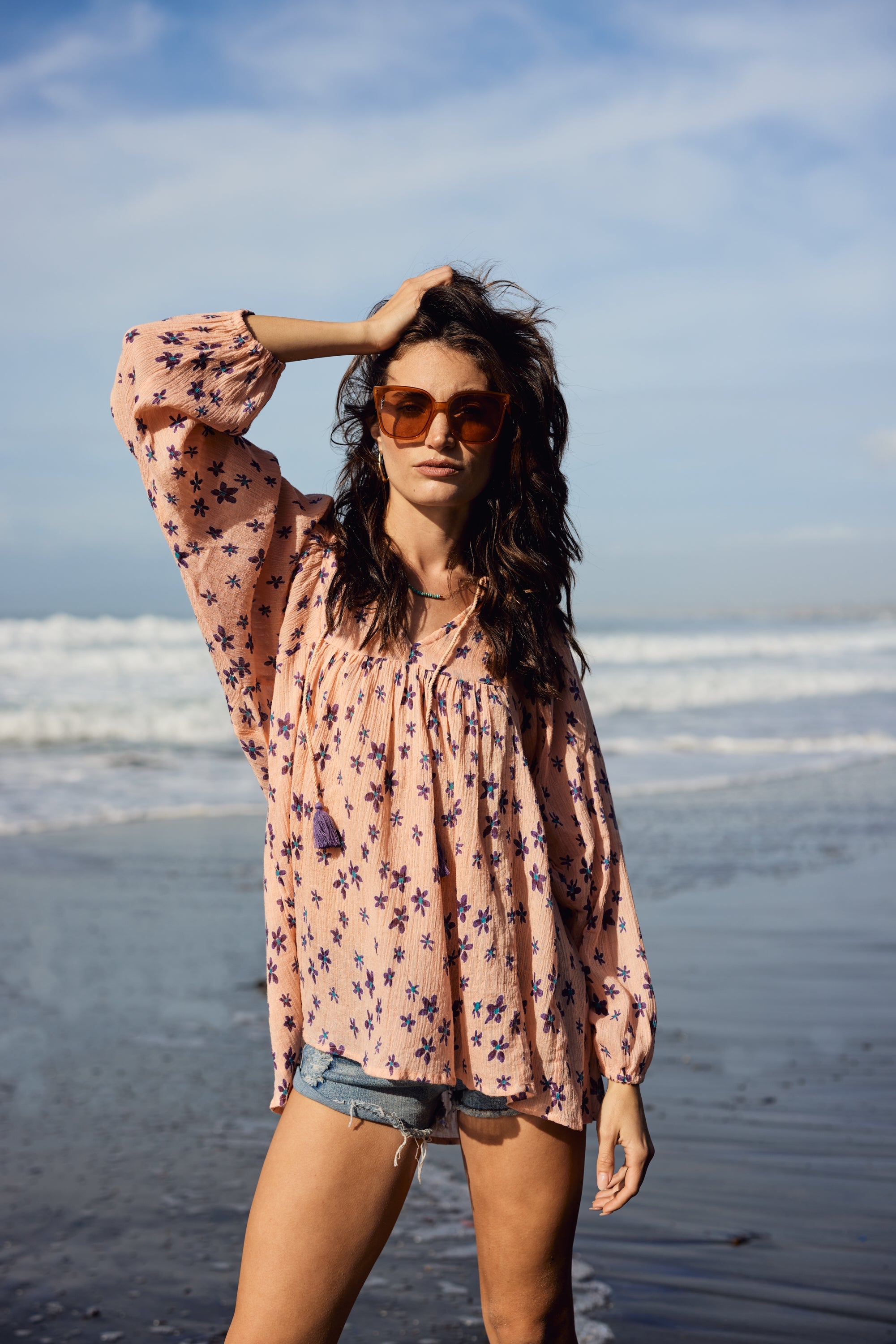 Marisa Printed Blouse Coral