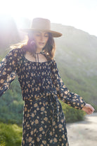 Morgan Printed Blouse with open collar Black Rose