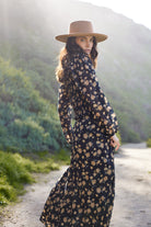 Morgan Printed Blouse with open collar Black Rose