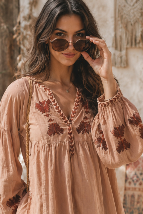 Jamie Embroidered Tunic Mocha