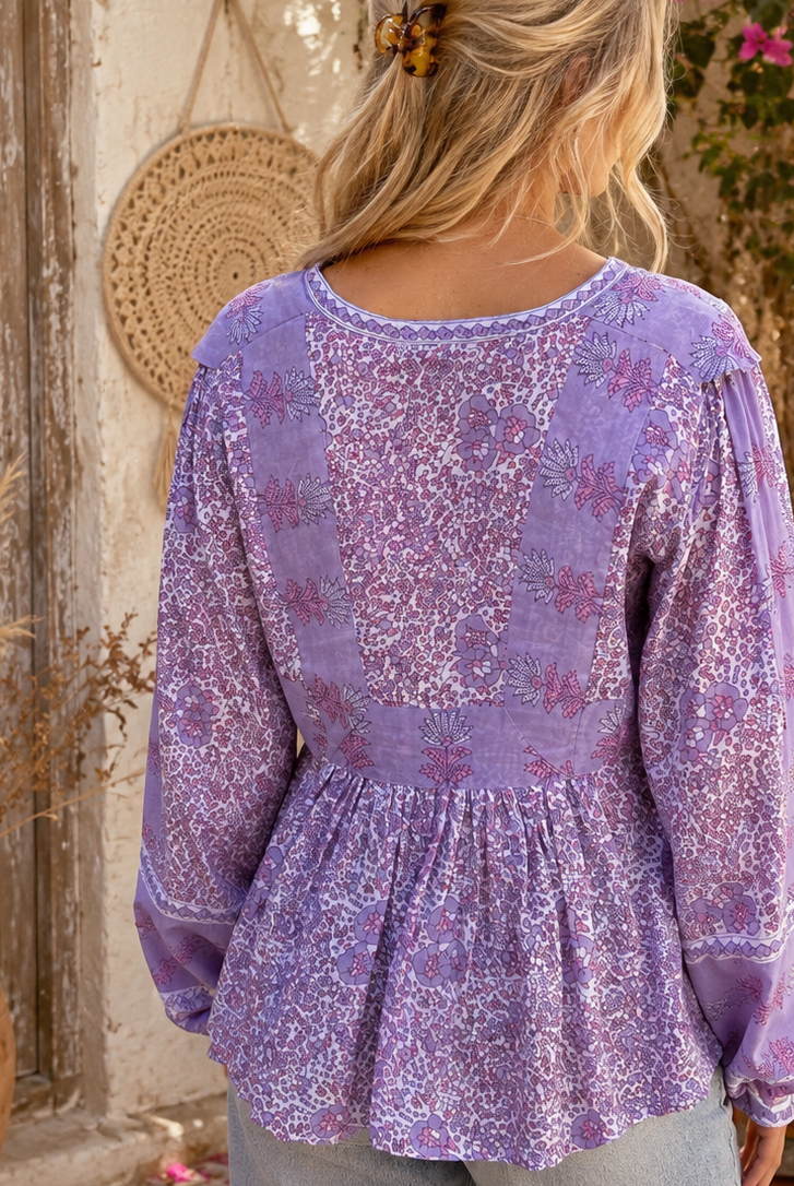 Marilou Printed Long Sleeves Blouse Lilac
