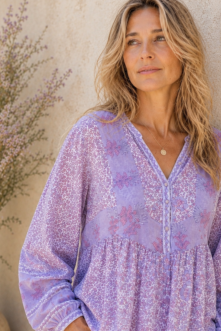 Marilou Printed Long Sleeves Blouse Lilac M