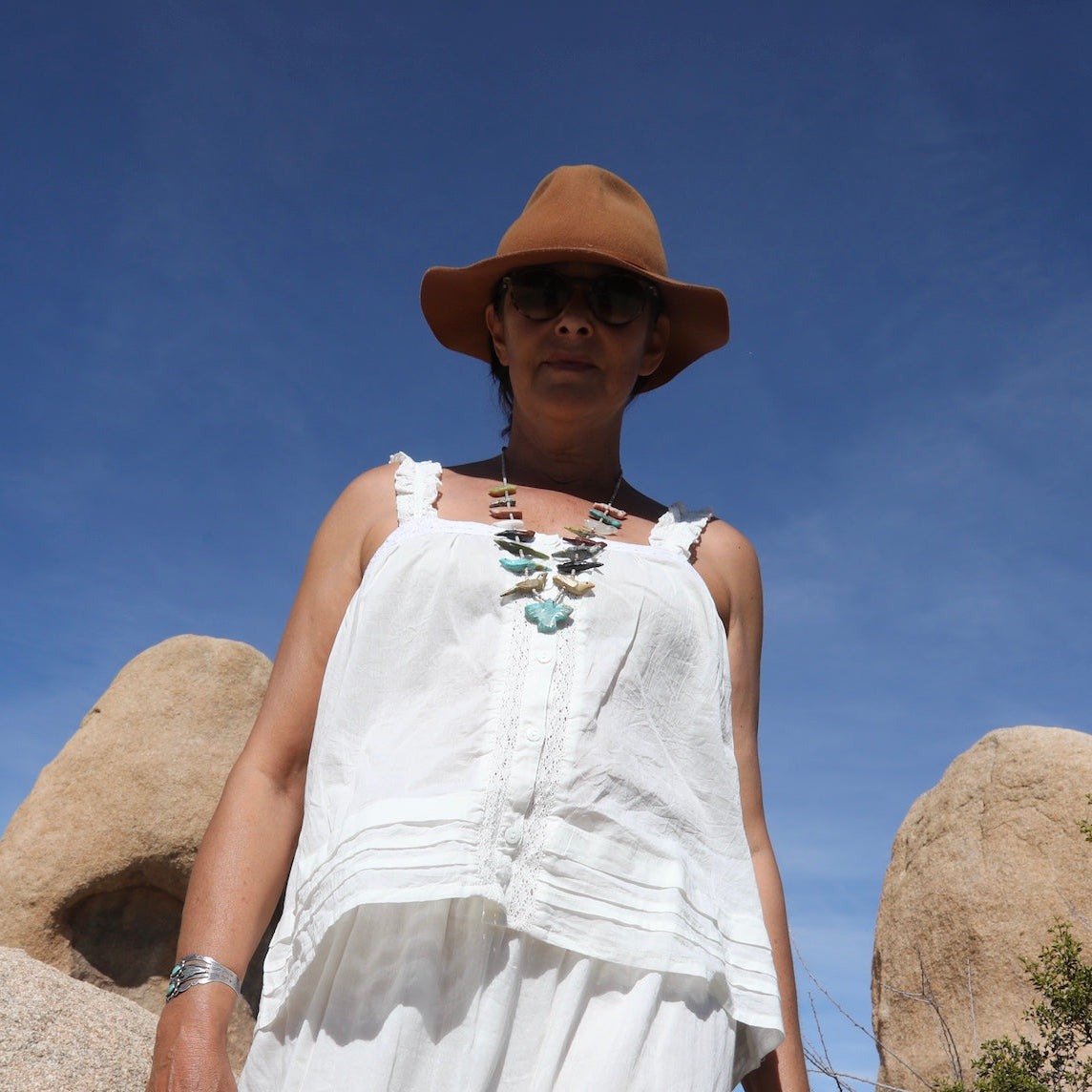 Ashley Sleeveless Top With Lace Natural