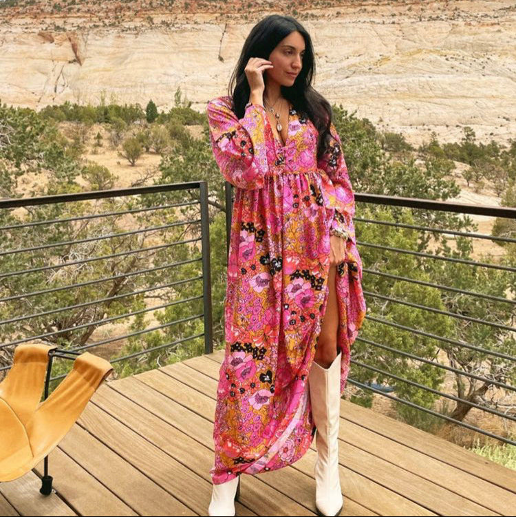 Hawaii Printed Maxi Dress Pink
