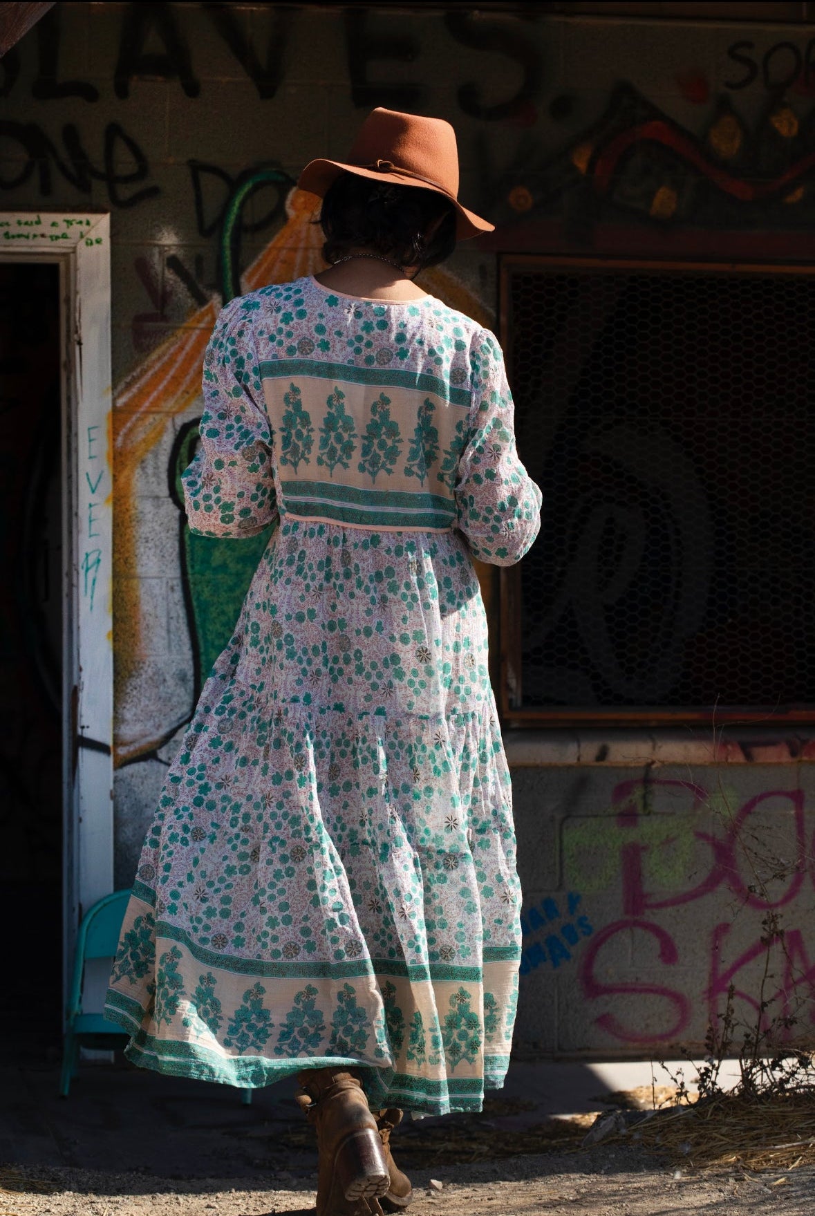 Kayla Printed Midi Dress Peach