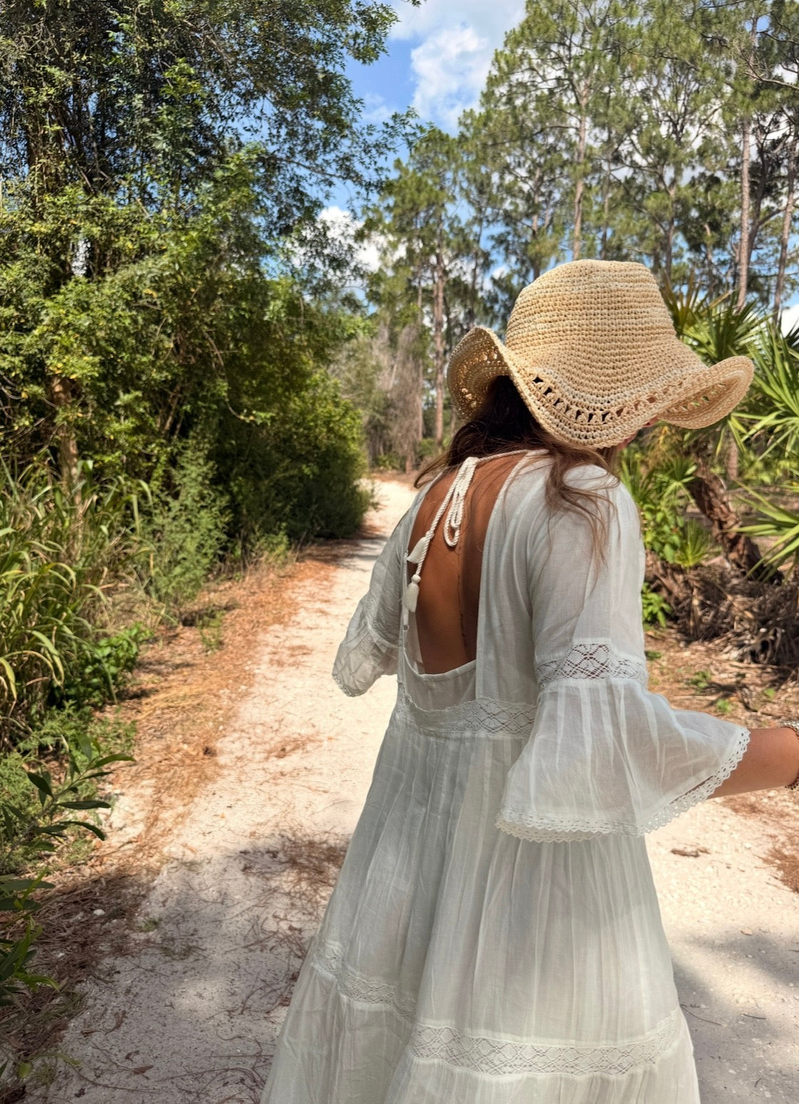 Louise Maxi Dress Short Sleeves With Lace Natural