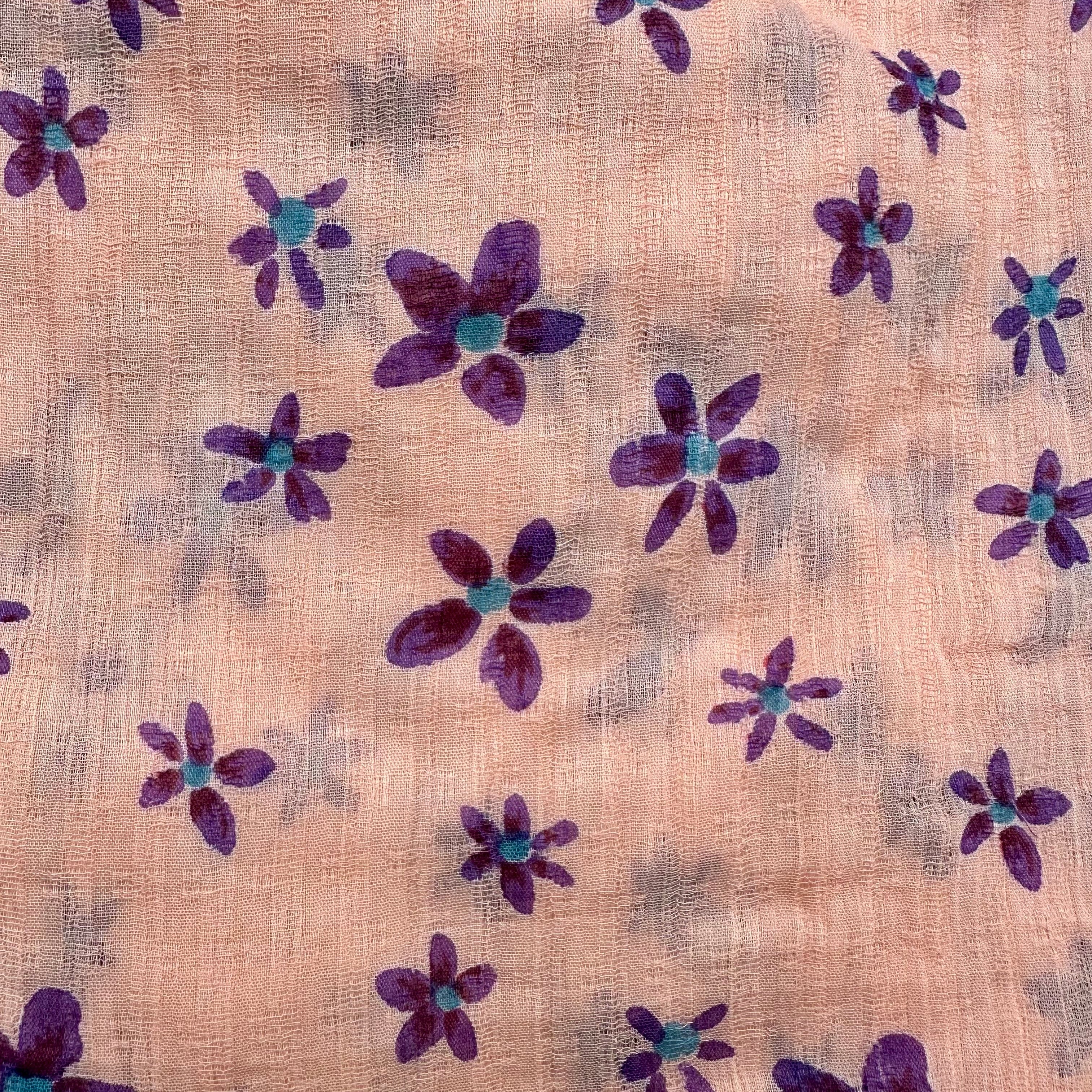 Marisa Printed Blouse Long Sleeves With Tassels Coral/Purple