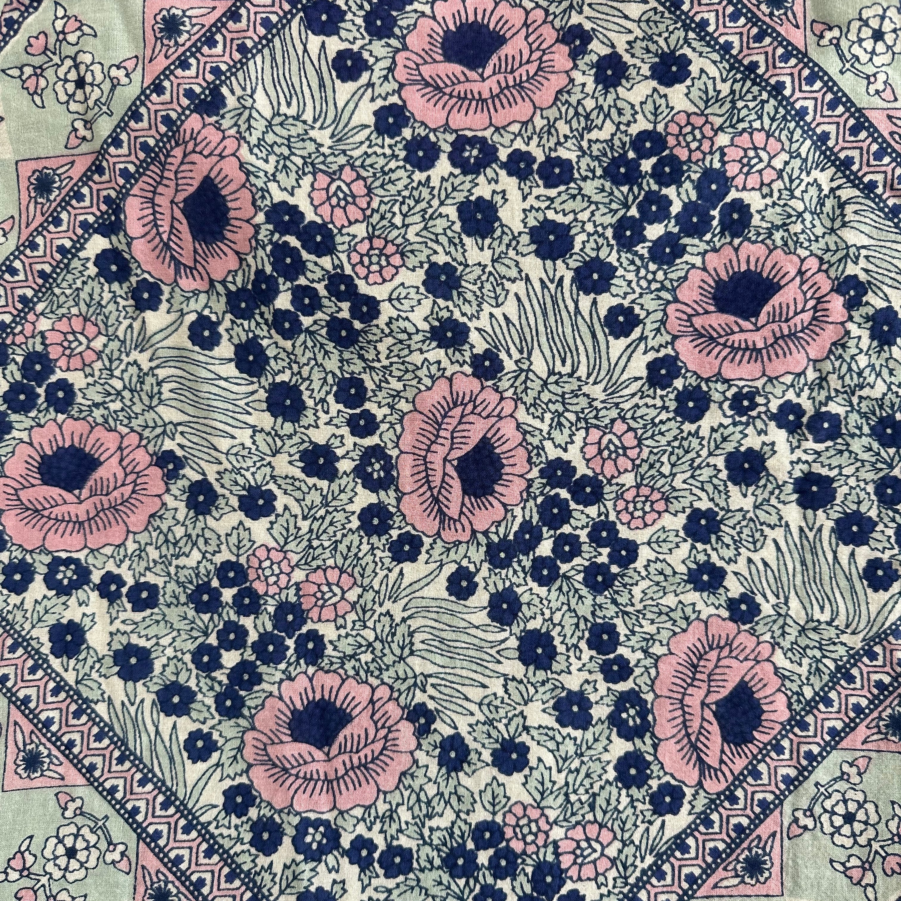 Audrey Printed Maxi Dress Butterfly Sleeves Patchwork Blue