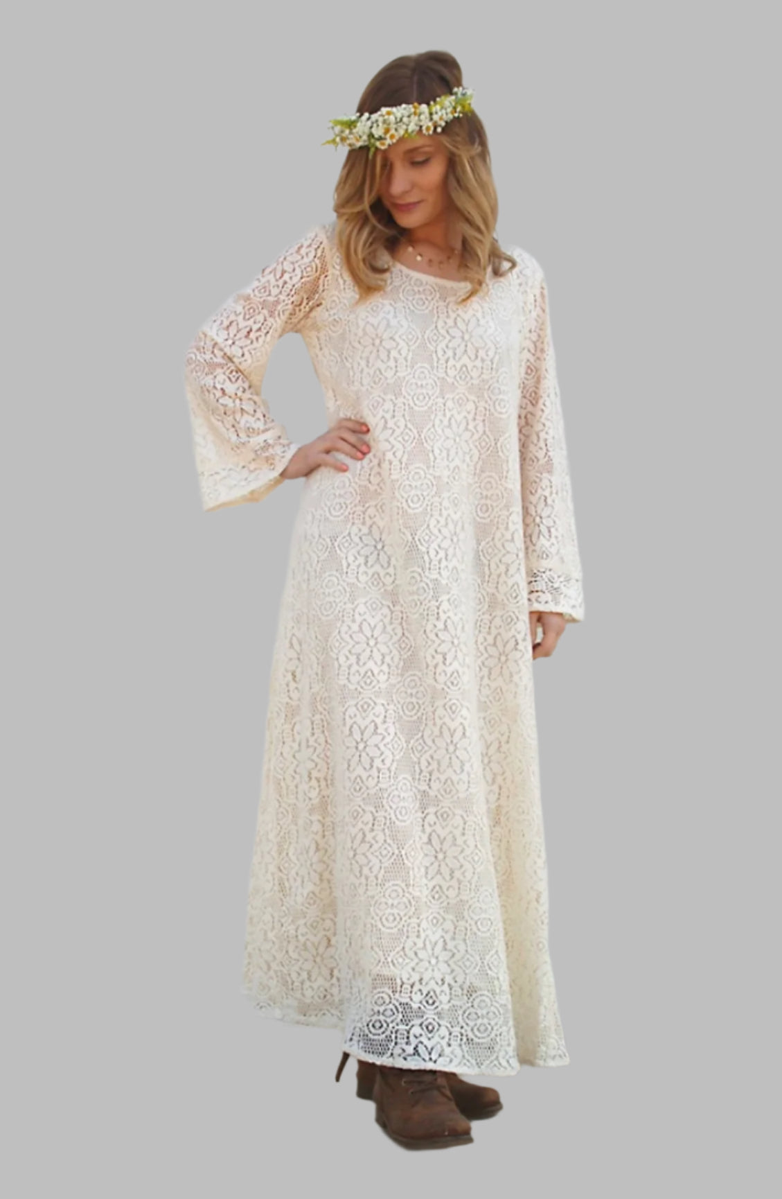 Ibiza Lace Maxi Dress or Duster Natural
