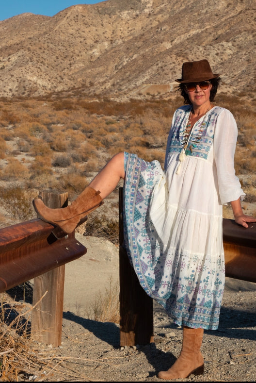 Kayla Printed Long Dress Natural/Multicolor