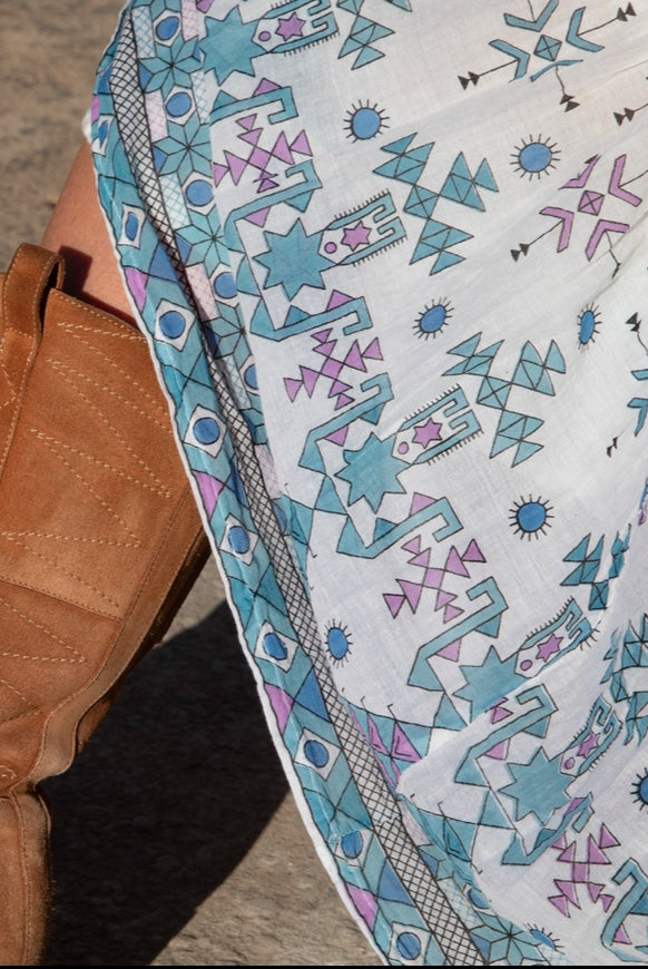 Kayla Printed Long Dress Natural/Multicolor