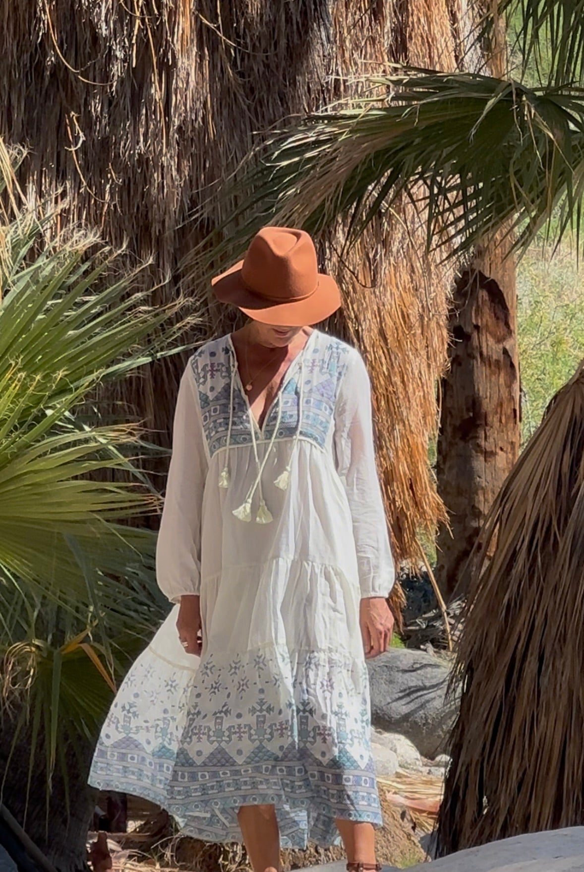 Kayla Printed Long Dress Natural/Multicolor