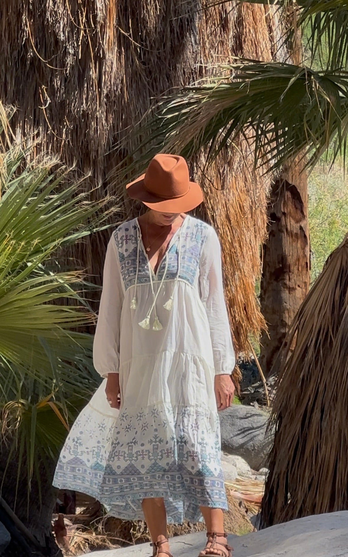 Kayla Printed Long Dress Natural/Multicolor