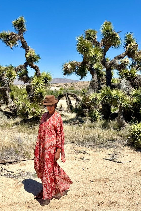 Audrey Printed Maxi Dress Butterfly Sleeves Red