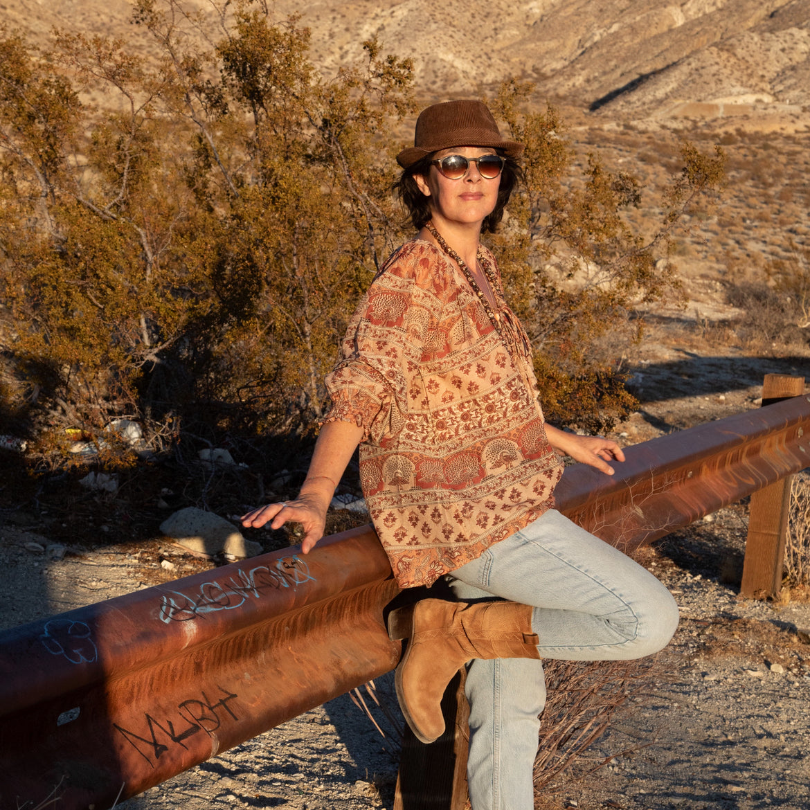 Ella Printed Blouse Long Sleeves Beige