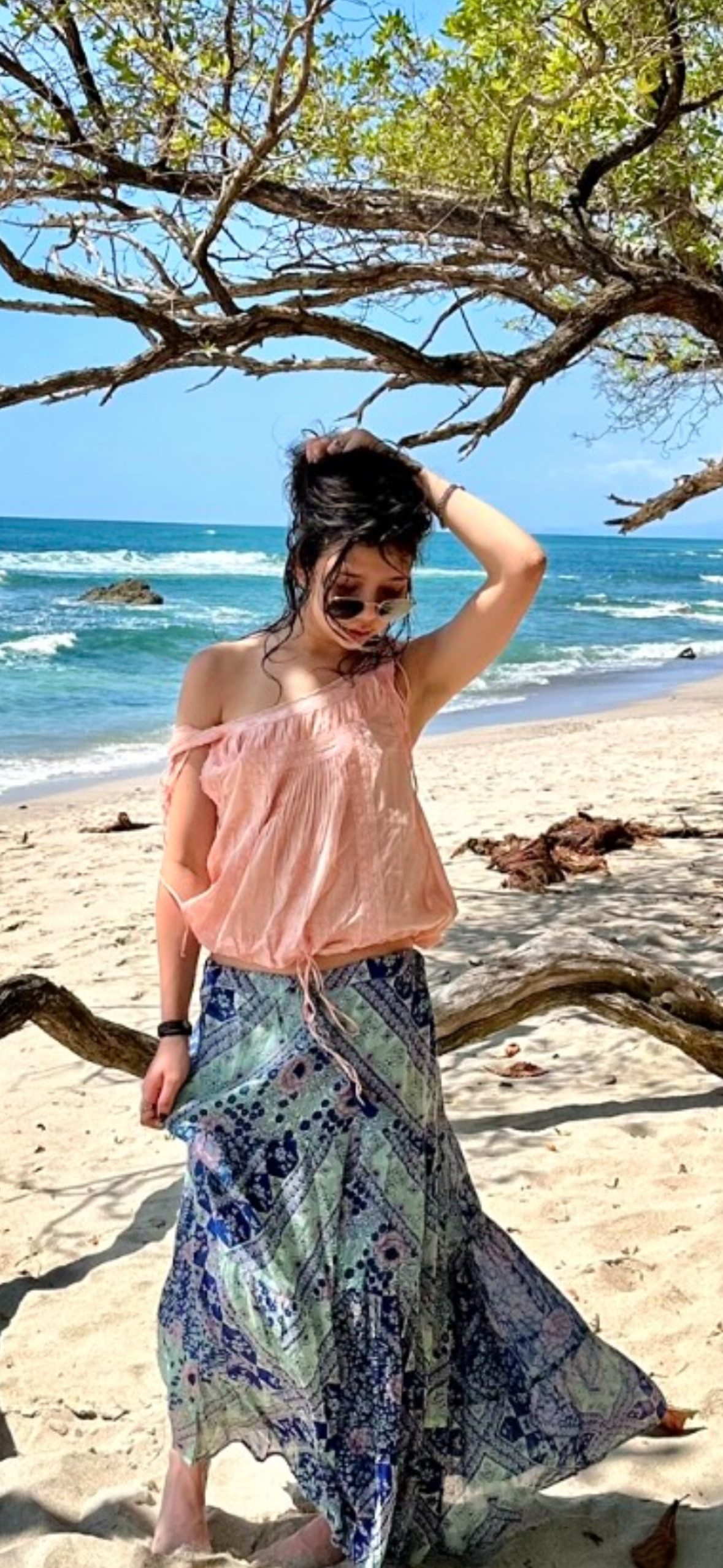 Audrey Printed Maxi Skirt Patchwork Blue