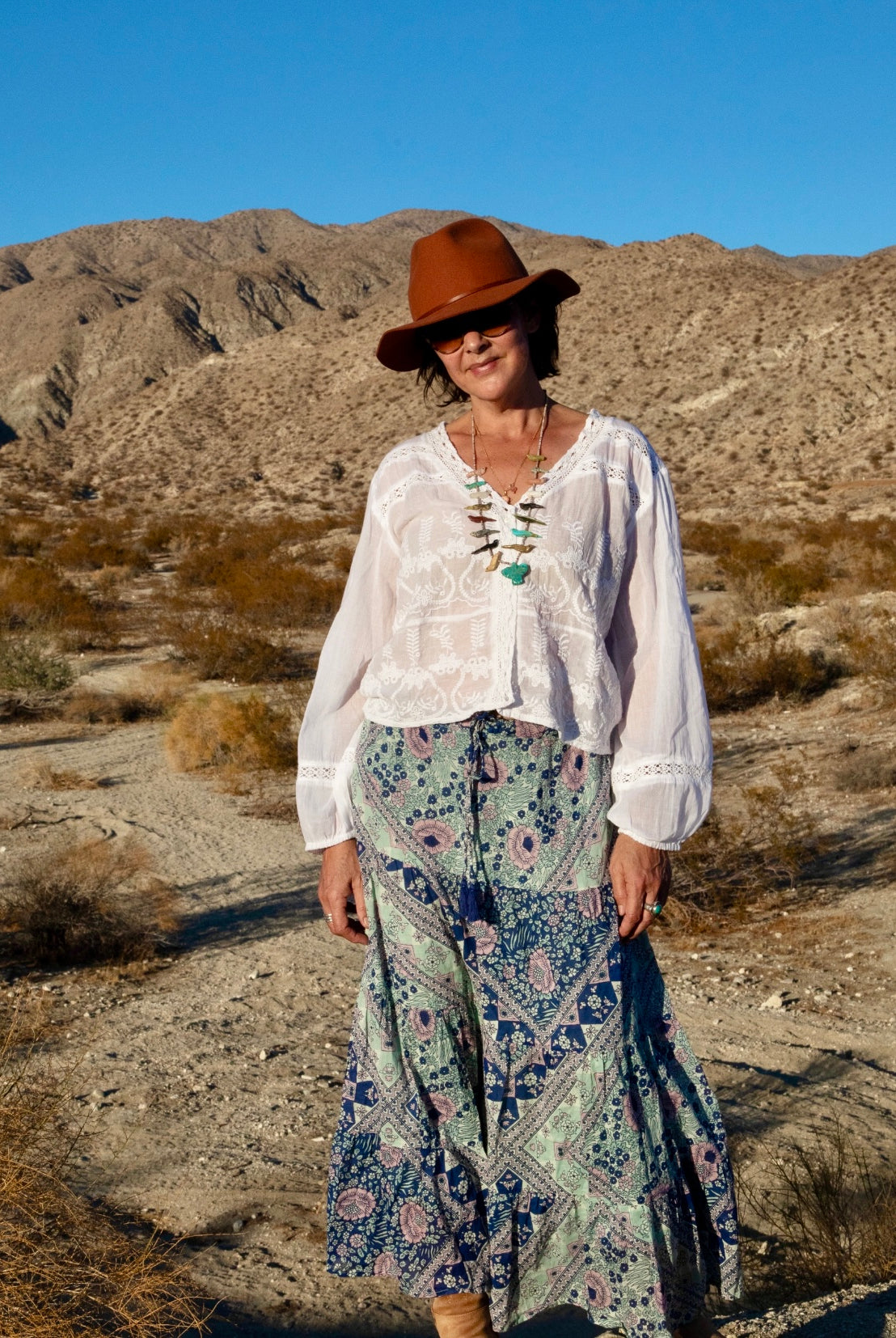 Audrey Printed Maxi Skirt Patchwork Blue