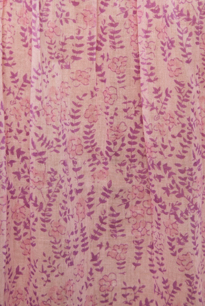 Karma Printed Blouse Long Sleeves With Tassels Vintage Pink