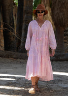 Kayla Printed Midi Dress Pink