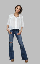 Kelly Blouse Short Sleeves With Lace Natural
