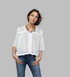 Kelly Blouse Short Sleeves With Lace Natural