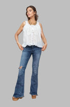 Lena Sleeveless Blouse with Lace Natural