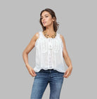 Lena Sleeveless Blouse with Lace Natural