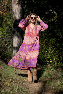 Marilou Printed Dress Long Sleeves Pink