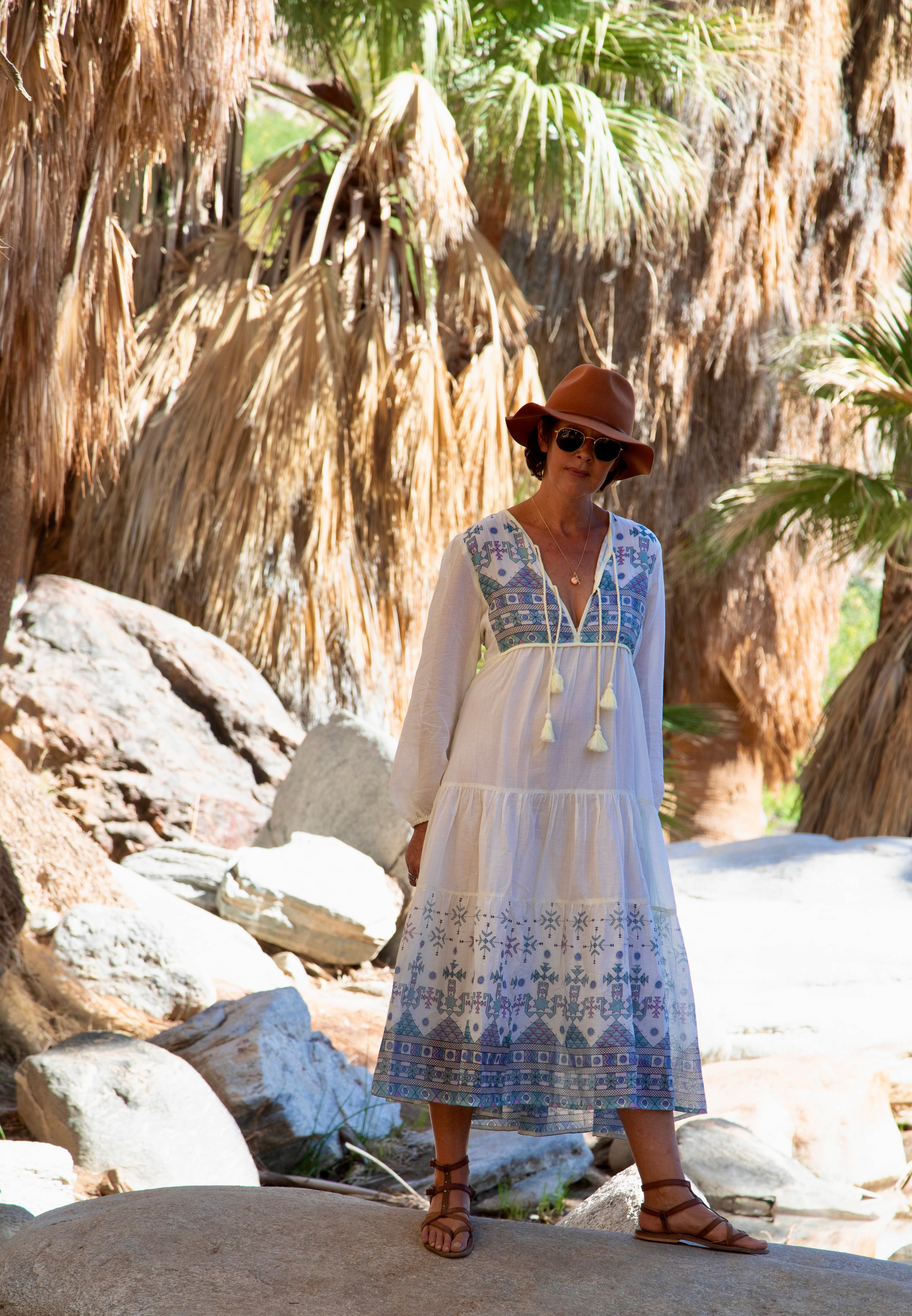 Kayla Printed Long Dress Natural/Multicolor