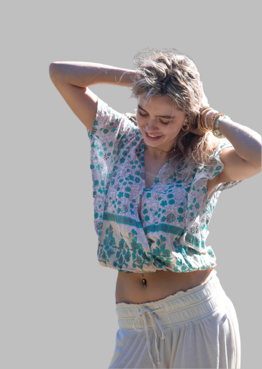 Penny Printed Crop Top Peach