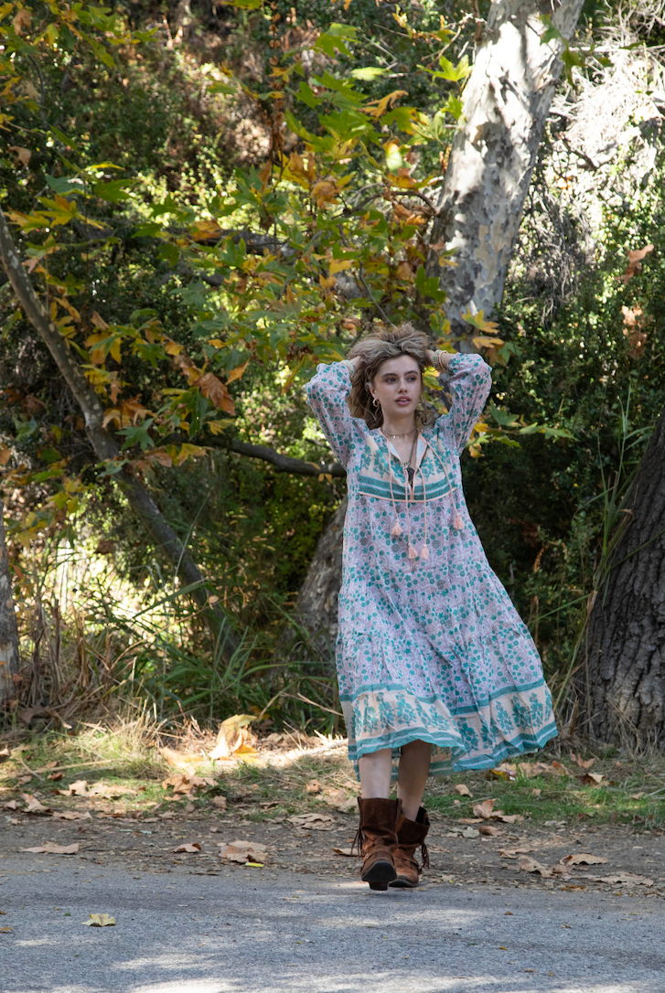 Kayla Printed Midi Dress Peach