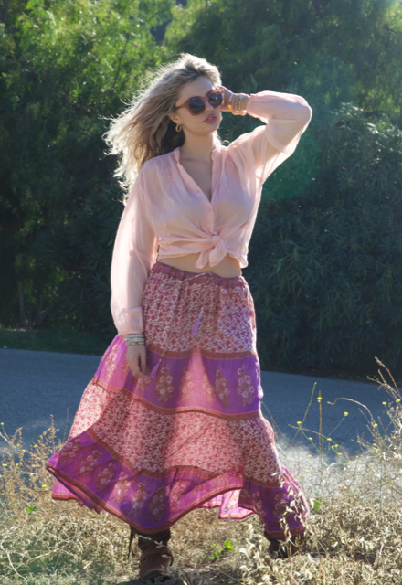 Heidi Embroidered Blouse Long Sleeve Peach