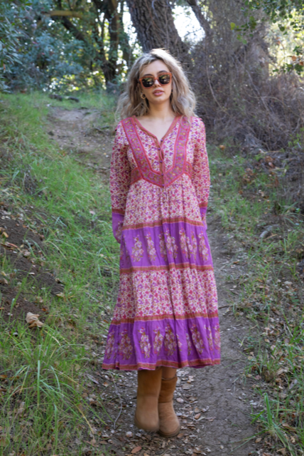 Marilou Printed Dress Long Sleeves Pink