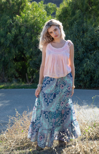 Cheryl Embroidered Sleeveless Top Peach