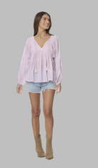 Mylene Embroidered Tunic Long Sleeves Lavender