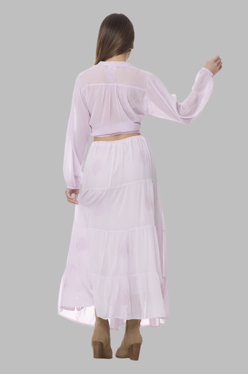 Heidi Embroidered Blouse Long Sleeves Lavender