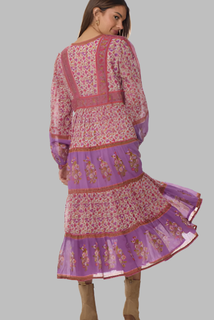 Marilou Printed Dress Long Sleeves Pink