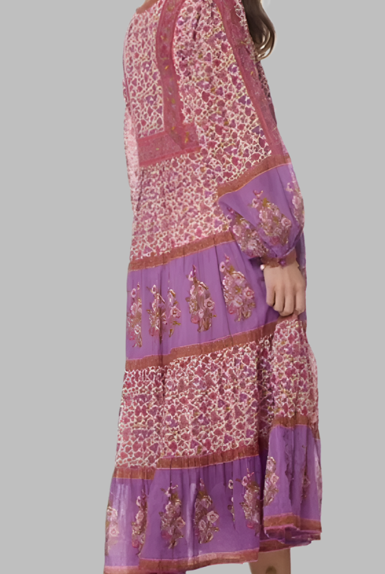 Marilou Printed Dress Long Sleeves Pink