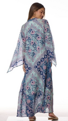 Audrey Maxi Dress Butterfly Sleeves Blue - Blue Boheme