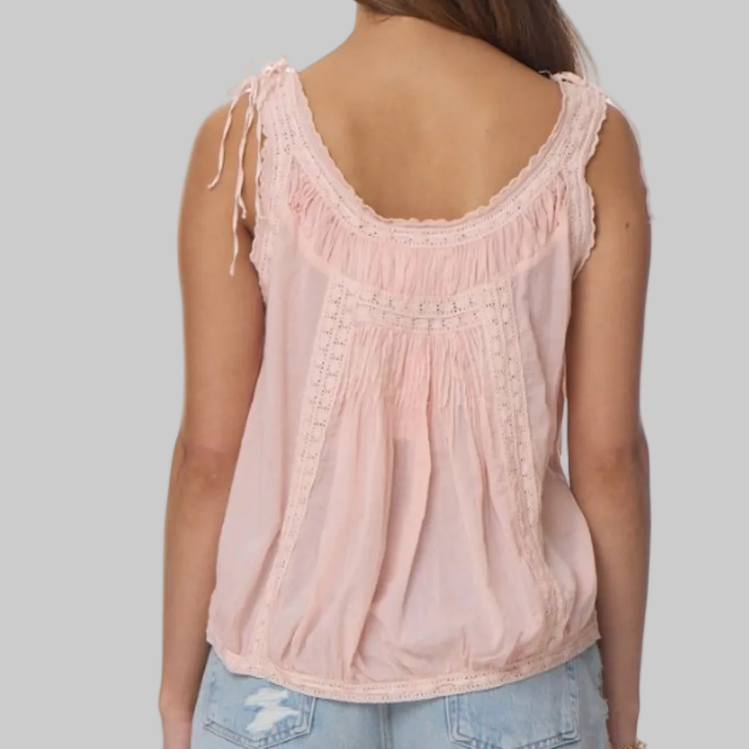 Cheryl Embroidered Sleeveless Top Peach