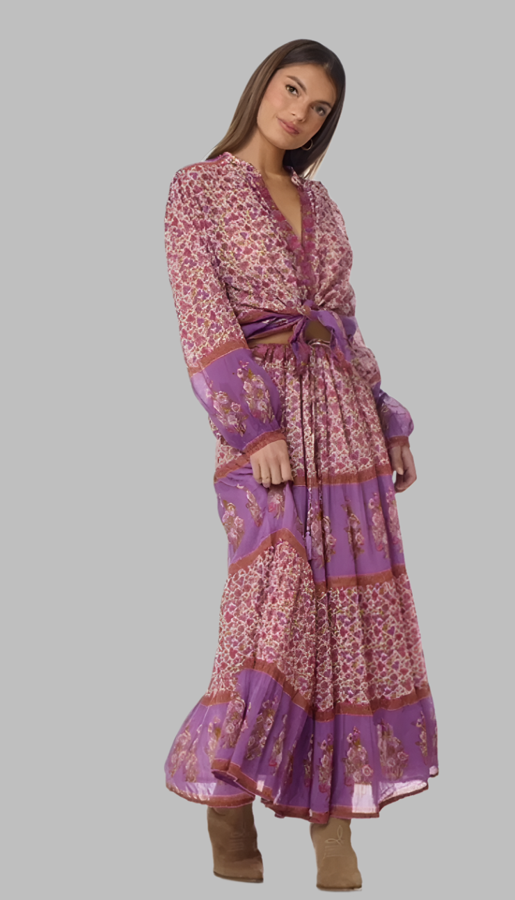 Ginger Printed Blouse Long Sleeves Pink