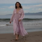 Mylene Embroidered Maxi Dress Long Sleeves Lavender