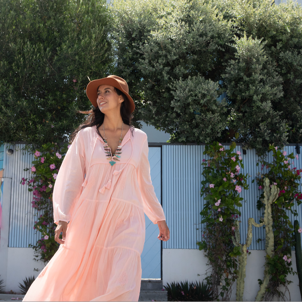 mylan Embroidery Volume Sleeve Maxi Dres