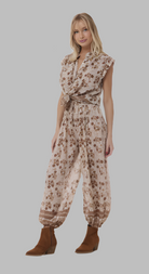 Carla Printed Blouse Short Sleeves Camel