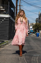 Kayla Printed Long Dress Coral