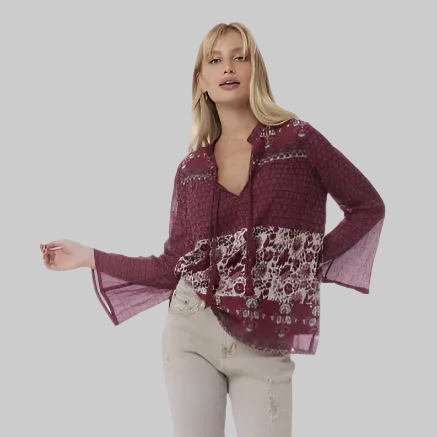 Bahiya Printed Blouse Burgundy