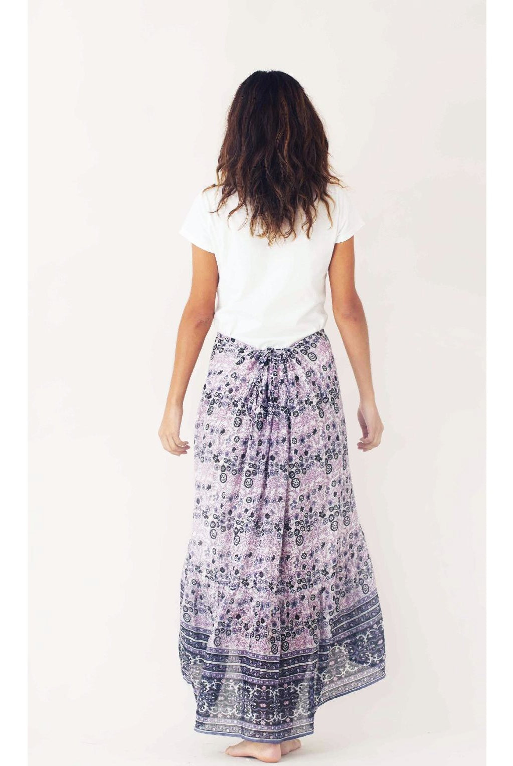 Poppy Printed Long Skirt Pink - Blue Boheme