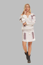 Lisa Embroidered Short Dress or Tunic Natural/Red
