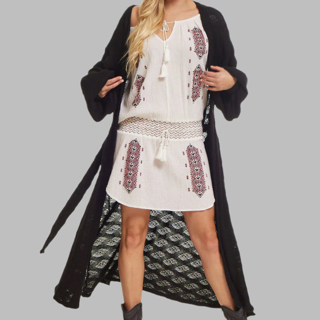 Lauren Maxi Cardigan Long Sleeve With Pockets Black