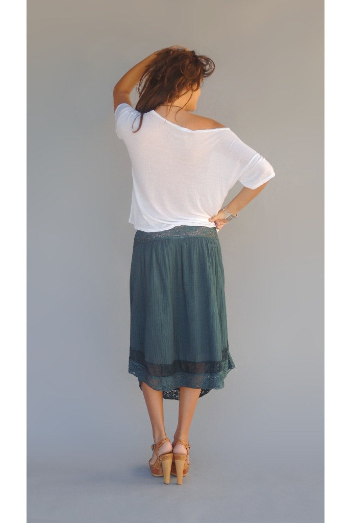 Amelia Skirt or Dress With Lace Grey - Blue Boheme